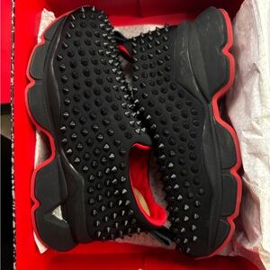 Black and Red Studded Sneakers Reps